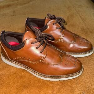 Stacy Adams Boys Dress Shoes Synergy Cognac Size 1M – Wingtip Oxford Style